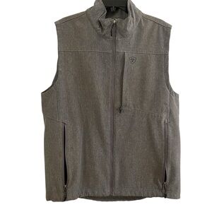 Ariat Soft Shell Vest Men’s Large Gray Full Zip Logo Western Outdoor